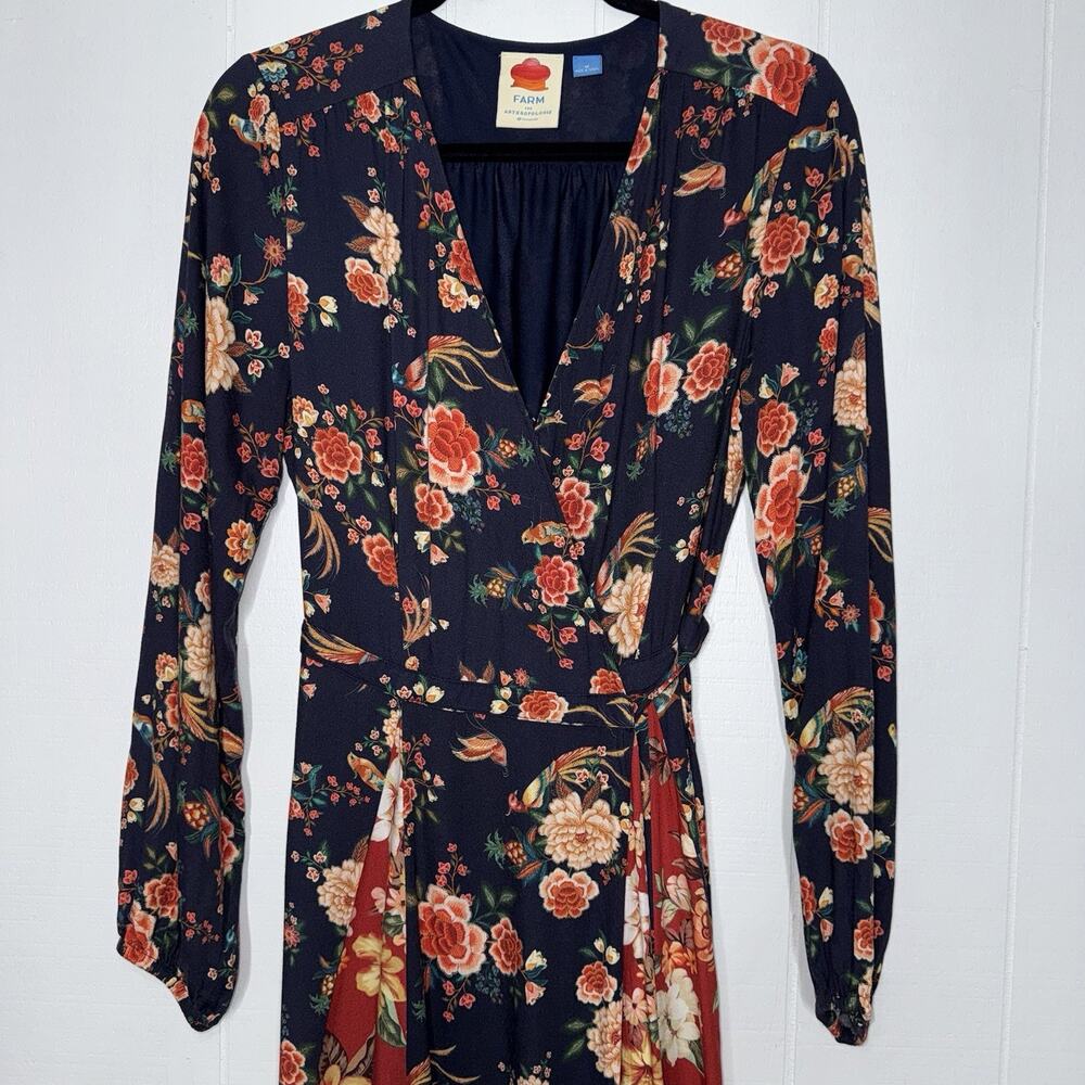 Farm Rio Anthropologie Women’s Gracia Wrap Maxi Dress Floral Size Medium - Picture 6 of 10